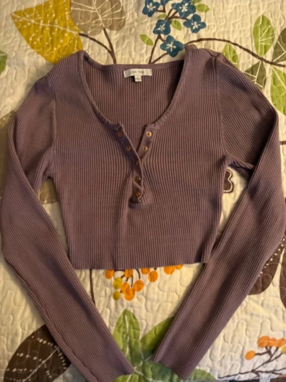 Lilac long sleeve crop top